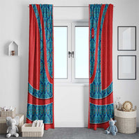 Blue Turkish Traditional Pattern and Red Window Curtain with National Flag Emblem