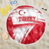 Turkey National Flag and Pattern Design Beach Blanket with Red Brush Stroke Effect