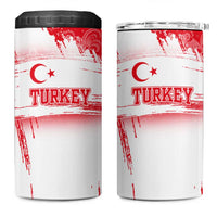 Turkey National Flag and Pattern Design 4 in 1 Can Cooler Tumbler with Red Brush Stroke Effect