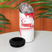 Turkey National Flag and Pattern Design 4 in 1 Can Cooler Tumbler with Red Brush Stroke Effect