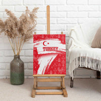 Turkey National Flag and Pattern Design Canvas Wall Art with Red Brush Stroke Effect