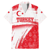 Turkey National Flag and Pattern Design Family Matching Mermaid Dress and Hawaiian Shirt with Red Brush Stroke Effect