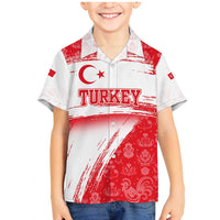 Turkey National Flag and Pattern Design Family Matching Mermaid Dress and Hawaiian Shirt with Red Brush Stroke Effect