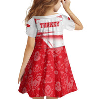 Turkey National Flag and Pattern Design Family Matching Tank Maxi Dress and Hawaiian Shirt with Red Brush Stroke Effect