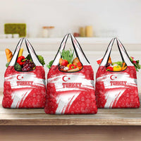 Turkey National Flag and Pattern Design Grocery Bag with Red Brush Stroke Effect