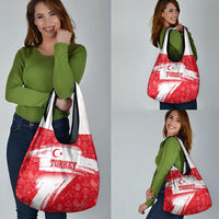 Turkey National Flag and Pattern Design Grocery Bag with Red Brush Stroke Effect