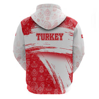 Turkey National Flag and Pattern Design Hoodie with Red Brush Stroke Effect