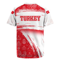 Turkey National Flag and Pattern Design Rugby Jersey with Red Brush Stroke Effect