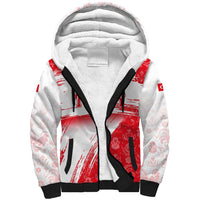 Turkey National Flag and Pattern Design Sherpa Hoodie with Red Brush Stroke Effect