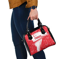Turkey National Flag and Pattern Design Shoulder Handbag with Red Brush Stroke Effect