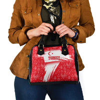 Turkey National Flag and Pattern Design Shoulder Handbag with Red Brush Stroke Effect