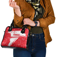 Turkey National Flag and Pattern Design Shoulder Handbag with Red Brush Stroke Effect