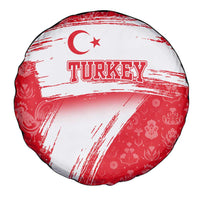 Turkey National Flag and Pattern Design Spare Tire Cover with Red Brush Stroke Effect
