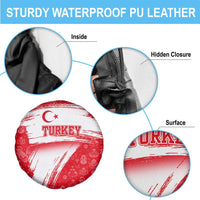 Turkey National Flag and Pattern Design Spare Tire Cover with Red Brush Stroke Effect