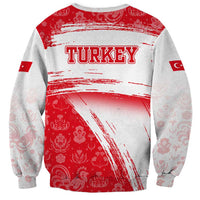 Turkey National Flag and Pattern Design Sweatshirt with Red Brush Stroke Effect