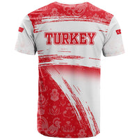 Turkey National Flag and Pattern Design T Shirt with Red Brush Stroke Effect