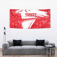 Turkey National Flag and Pattern Design Tapestry with Red Brush Stroke Effect