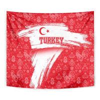 Turkey National Flag and Pattern Design Tapestry with Red Brush Stroke Effect