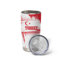 Turkey National Flag and Pattern Design Tumbler Cup with Red Brush Stroke Effect