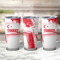 Turkey National Flag and Pattern Design Tumbler Cup with Red Brush Stroke Effect