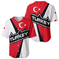 Turkey Flag and Modern Graphic Design Baseball Jersey with Bold Red and Black Elements