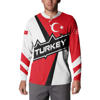 Turkey Flag and Modern Graphic Design Button Sweatshirt with Bold Red and Black Elements