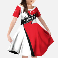 Turkey Flag and Modern Graphic Design Family Matching Off Shoulder Maxi Dress and Hawaiian Shirt with Bold Red and Black Elements