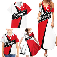 Turkey Flag and Modern Graphic Design Family Matching Summer Maxi Dress and Hawaiian Shirt with Bold Red and Black Elements