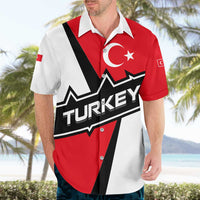 Turkey Flag and Modern Graphic Design Hawaiian Shirt with Bold Red and Black Elements