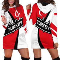 Turkey Flag and Modern Graphic Design Hoodie Dress with Bold Red and Black Elements