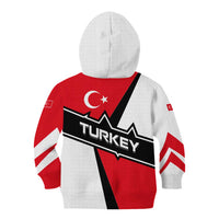 Turkey Flag and Modern Graphic Design Kid Hoodie with Bold Red and Black Elements