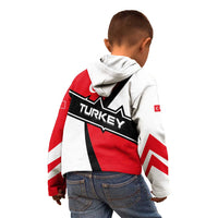 Turkey Flag and Modern Graphic Design Kid Hoodie with Bold Red and Black Elements