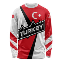 Turkey Flag and Modern Graphic Design Long Sleeve Shirt with Bold Red and Black Elements