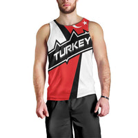 Turkey Flag and Modern Graphic Design Men Tank Top with Bold Red and Black Elements