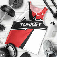 Turkey Flag and Modern Graphic Design Men Tank Top with Bold Red and Black Elements