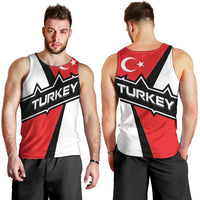 Turkey Flag and Modern Graphic Design Men Tank Top with Bold Red and Black Elements