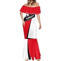 Turkey Flag and Modern Graphic Design Mermaid Dress with Bold Red and Black Elements