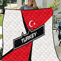 Turkey Flag and Modern Graphic Design Quilt with Bold Red and Black Elements