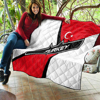 Turkey Flag and Modern Graphic Design Quilt with Bold Red and Black Elements