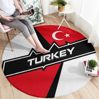 Turkey Flag and Modern Graphic Design Round Carpet with Bold Red and Black Elements