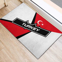 Turkey Flag and Modern Graphic Design Rubber Doormat with Bold Red and Black Elements