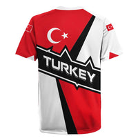 Turkey Flag and Modern Graphic Design Rugby Jersey with Bold Red and Black Elements