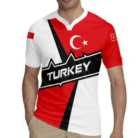 Turkey Flag and Modern Graphic Design Rugby Jersey with Bold Red and Black Elements