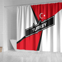 Turkey Flag and Modern Graphic Design Shower Curtain with Bold Red and Black Elements