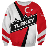 Turkey Flag and Modern Graphic Design Sweatshirt with Bold Red and Black Elements