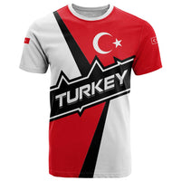 Turkey Flag and Modern Graphic Design T Shirt with Bold Red and Black Elements