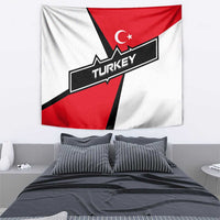 Turkey Flag and Modern Graphic Design Tapestry with Bold Red and Black Elements