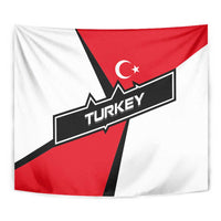 Turkey Flag and Modern Graphic Design Tapestry with Bold Red and Black Elements