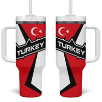 Turkey Flag and Modern Graphic Design Tumbler With Handle with Bold Red and Black Elements