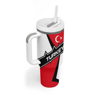 Turkey Flag and Modern Graphic Design Tumbler With Handle with Bold Red and Black Elements